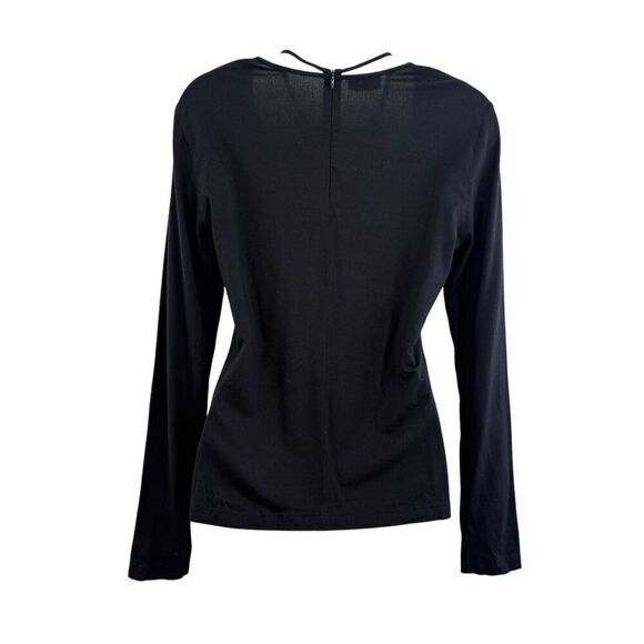 Akris Punto Knit Top Size 10 Cotton Mock Neck Black Pullover Back Zip - Picture 12 of 16